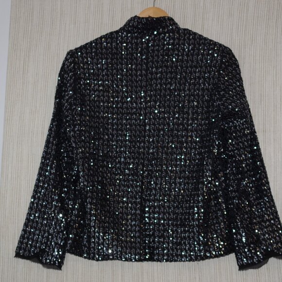 Zadig & Voltaire deluxe Black and Silver Textured Blazer sequins women size S - Picture 17 of 17